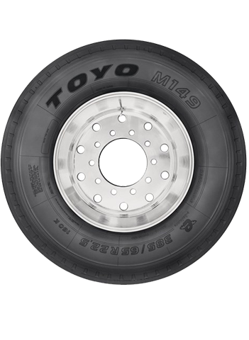 The M149 is an all-position wide base tire  - Sidewall view