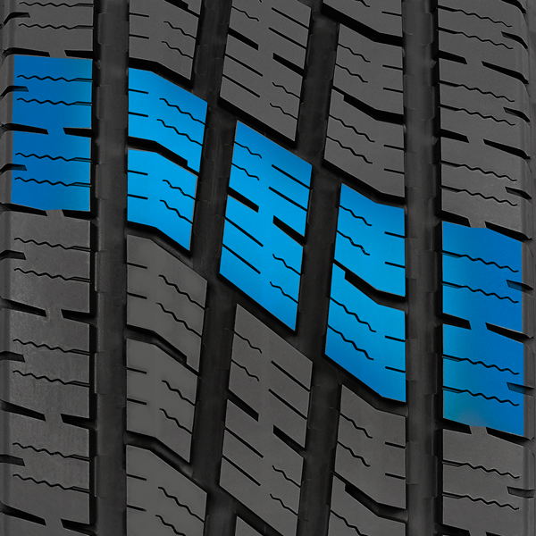 variable pitch tread design on Toyo's all season light truck highway tire