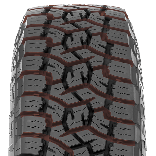 Lateral grooves on Toyo's all terrain all weather light truck tire