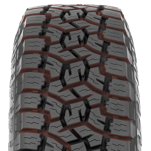 Rainures latérales sur le pneu de camionnette tout-terrain à conditions variables de Toyo