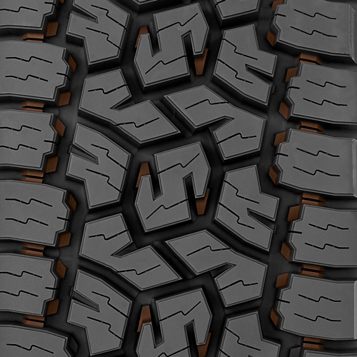 Toyo's all terrain all weather light truck tire has stone ejectors.