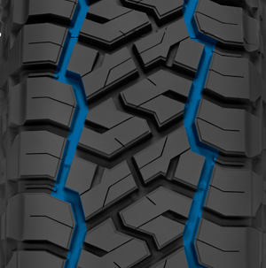 2 WIDE GROOVES on Toyo's rugged terrain light truck tire