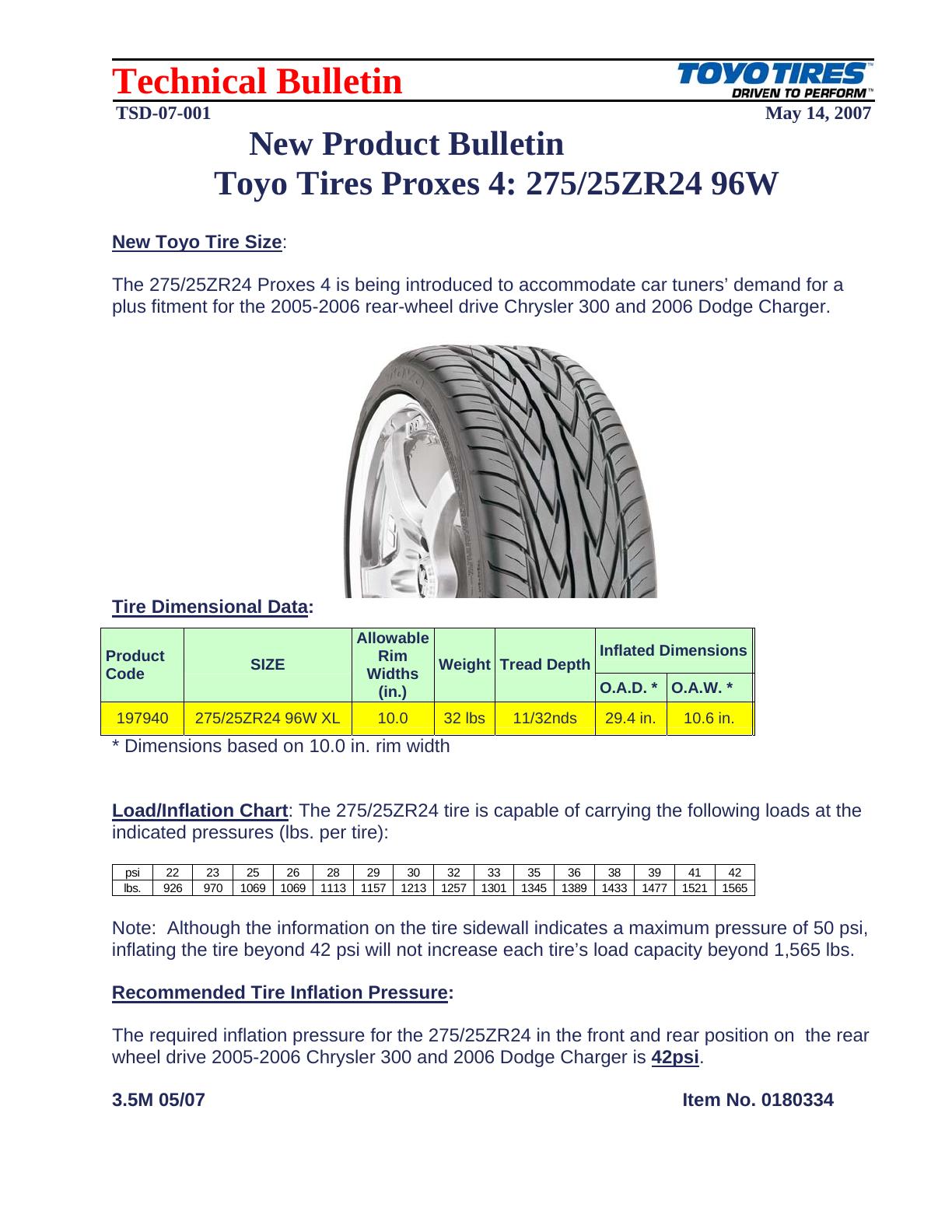 Toyo Tires Proxes 4: 275/25ZR24 96W